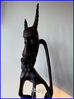 Vintage Kenyan Sculpture Ebony Wood 1968-1970 / 3 Feet Tall