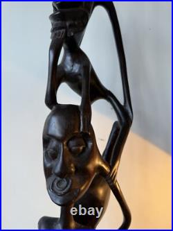 Vintage Kenyan Sculpture Ebony Wood 1968-1970 / 3 Feet Tall