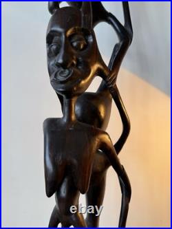Vintage Kenyan Sculpture Ebony Wood 1968-1970 / 3 Feet Tall