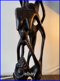 Vintage Kenyan Sculpture Ebony Wood 1968-1970 / 3 Feet Tall