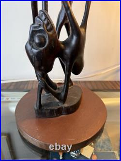 Vintage Kenyan Sculpture Ebony Wood 1968-1970 / 3 Feet Tall