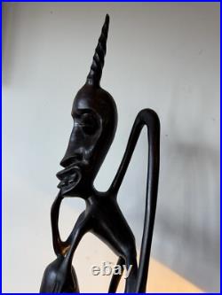 Vintage Kenyan Sculpture Ebony Wood 1968-1970 / 3 Feet Tall