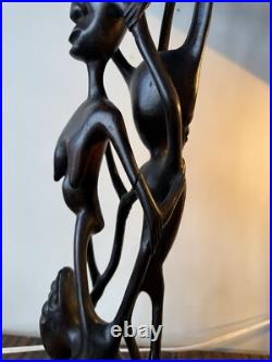 Vintage Kenyan Sculpture Ebony Wood 1968-1970 / 3 Feet Tall