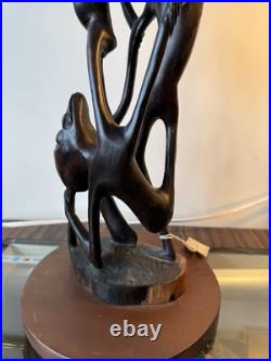 Vintage Kenyan Sculpture Ebony Wood 1968-1970 / 3 Feet Tall