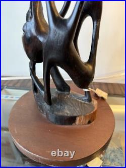 Vintage Kenyan Sculpture Ebony Wood 1968-1970 / 3 Feet Tall