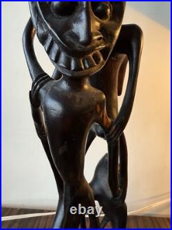 Vintage Kenyan Sculpture Ebony Wood 1968-1970 / 3 Feet Tall