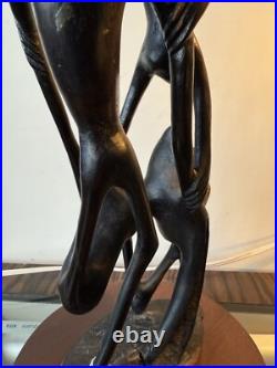 Vintage Kenyan Sculpture Ebony Wood 1968-1970 / 3 Feet Tall