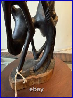 Vintage Kenyan Sculpture Ebony Wood 1968-1970 / 3 Feet Tall