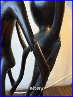 Vintage Kenyan Sculpture Ebony Wood 1968-1970 / 3 Feet Tall