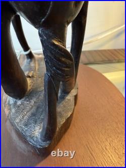 Vintage Kenyan Sculpture Ebony Wood 1968-1970 / 3 Feet Tall
