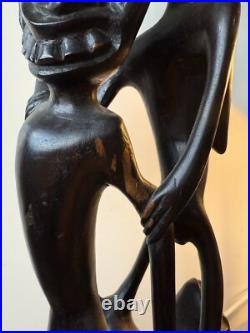 Vintage Kenyan Sculpture Ebony Wood 1968-1970 / 3 Feet Tall