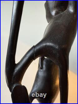 Vintage Kenyan Sculpture Ebony Wood 1968-1970 / 3 Feet Tall