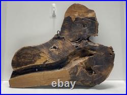 Vintage Keyaki Wood Sculpture. 27in tall Dragon Carving -Natural Wood Wall Art