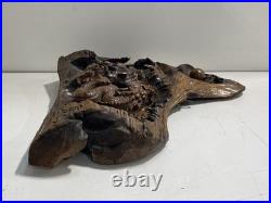 Vintage Keyaki Wood Sculpture. 27in tall Dragon Carving -Natural Wood Wall Art