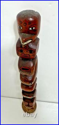 Vintage Kwakiutl First Nations Hand Carved Wood Totem Pole Sculpture Canada 13