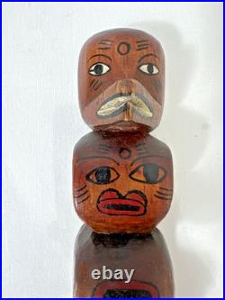 Vintage Kwakiutl First Nations Hand Carved Wood Totem Pole Sculpture Canada 13