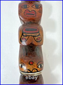 Vintage Kwakiutl First Nations Hand Carved Wood Totem Pole Sculpture Canada 13