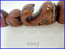 Vintage Kwakiutl First Nations Hand Carved Wood Totem Pole Sculpture Canada 13