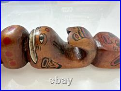 Vintage Kwakiutl First Nations Hand Carved Wood Totem Pole Sculpture Canada 13
