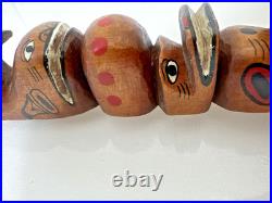 Vintage Kwakiutl First Nations Hand Carved Wood Totem Pole Sculpture Canada 13