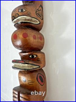 Vintage Kwakiutl First Nations Hand Carved Wood Totem Pole Sculpture Canada 13