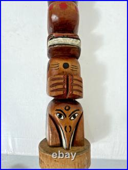 Vintage Kwakiutl First Nations Hand Carved Wood Totem Pole Sculpture Canada 13