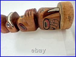 Vintage Kwakiutl First Nations Hand Carved Wood Totem Pole Sculpture Canada 13