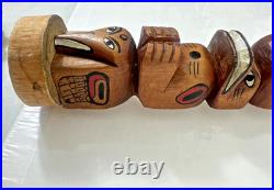 Vintage Kwakiutl First Nations Hand Carved Wood Totem Pole Sculpture Canada 13