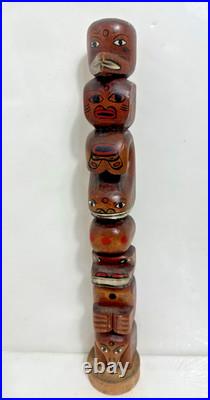 Vintage Kwakiutl First Nations Hand Carved Wood Totem Pole Sculpture Canada 13