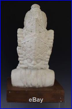 Vintage LARGE HEAVY Shiva Buddha Bust Sculpture on Wood Base