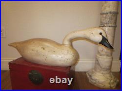 Vintage LARGE wood Folk Art carved goose duck
