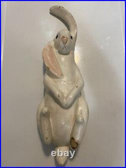 Vintage LEO KOPPY Bunny Rabbit Carved Wood Decoy Sculpture 26Tall