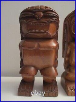 Vintage Large 11 Tiki Wood Carving Hawaiian Fertility God Man & Woman Statues