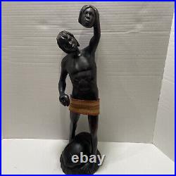 Vintage Large 18 HEADHUNTER TRIBAL TIKI WARRIOR Carved WOOD Statue ART FIGURE