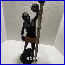 Vintage Large 18 HEADHUNTER TRIBAL TIKI WARRIOR Carved WOOD Statue ART FIGURE