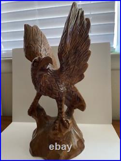 Vintage Large Carved Wood AMERICAN BALD EAGLE Statue Sculpture