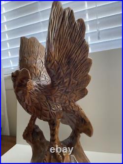 Vintage Large Carved Wood AMERICAN BALD EAGLE Statue Sculpture