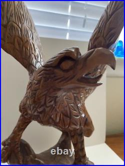 Vintage Large Carved Wood AMERICAN BALD EAGLE Statue Sculpture