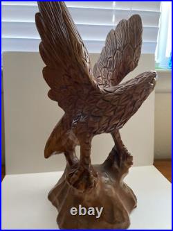 Vintage Large Carved Wood AMERICAN BALD EAGLE Statue Sculpture