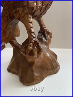 Vintage Large Carved Wood AMERICAN BALD EAGLE Statue Sculpture