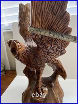 Vintage Large Carved Wood AMERICAN BALD EAGLE Statue Sculpture
