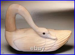 Vintage Large Carved Wood SWAN Statue Modern Scandi Style Sculpture