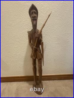 Vintage Large Don Quixote Wood Carved Sculpture MCM