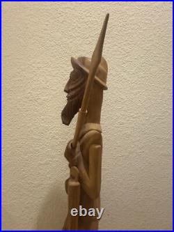 Vintage Large Don Quixote Wood Carved Sculpture MCM