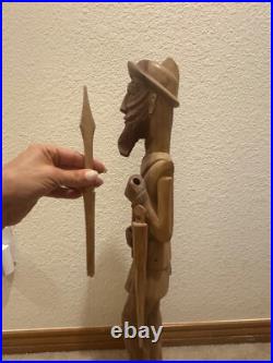 Vintage Large Don Quixote Wood Carved Sculpture MCM