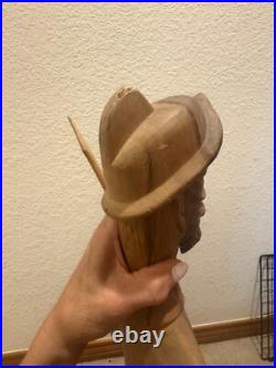 Vintage Large Don Quixote Wood Carved Sculpture MCM