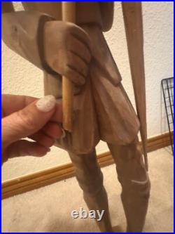 Vintage Large Don Quixote Wood Carved Sculpture MCM