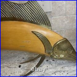 Vintage Large Frederick Cooper MCM Marlin/Sword Fish Sculpture Wood & Brass