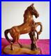 Vintage Large Hand Carved Solid Wood Horse Sculpture Rustic Hardwood Statue 20'