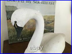 Vintage Large Hand Carved Wood Swan